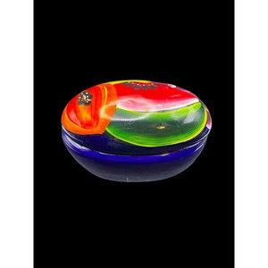 Mexico Terracotta Papaya Pear Grapes Watermelon Design Trinket Box Hand Painted